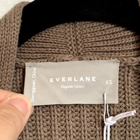 NWT Everlane The Oversized Cotton Ribbed Chunky Knit Cardigan in Clay - Picture 4 of 8